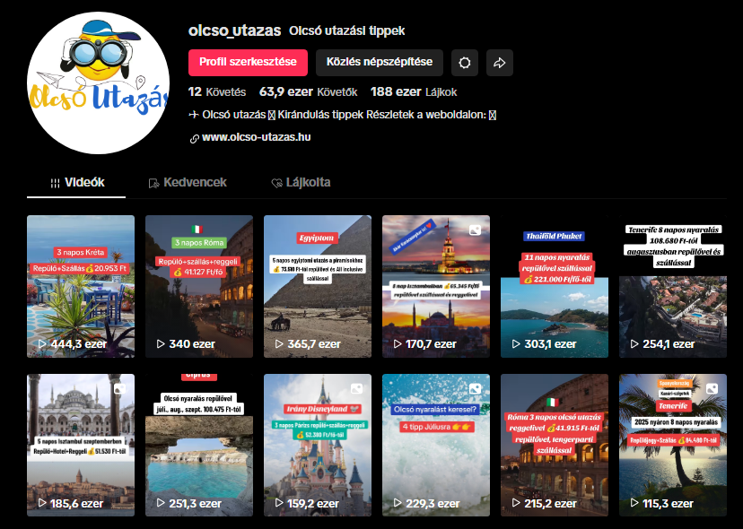 olcsó utazás TikTok