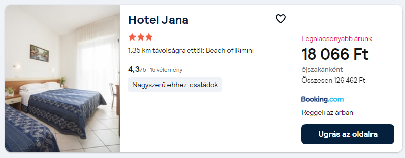 Rimini olcsó szállás