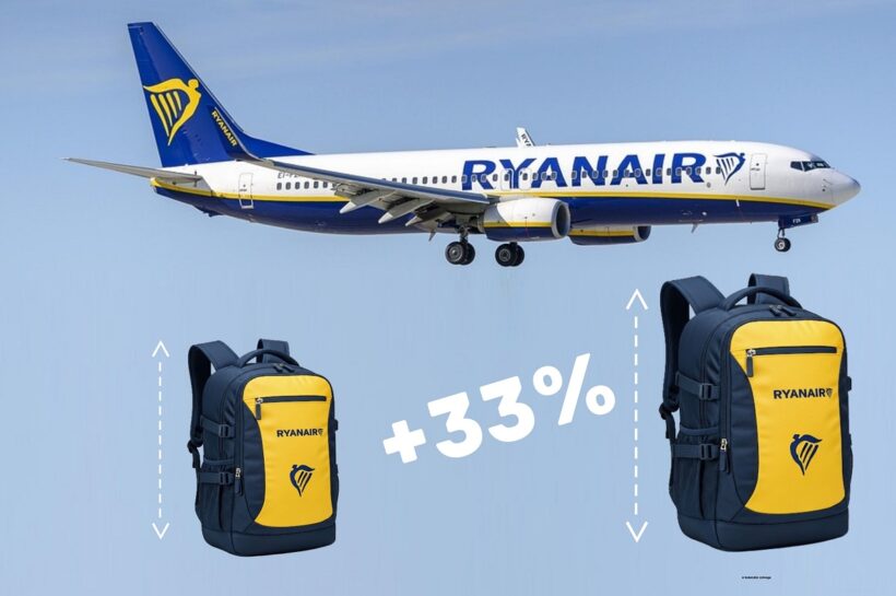 Nagyobb ingyenes kézipoggyász méret a Ryanair járatain Ryanair új kézipoggyász méret