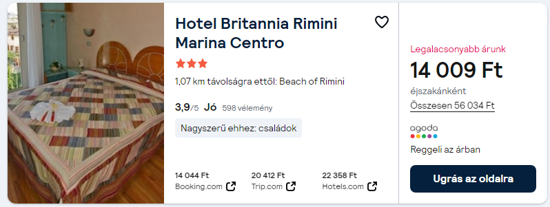 Rimini nyaraláshoz olcsó Hotel