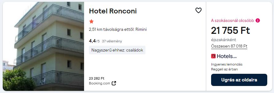 Rimini nyaraláshoz olcsó Hotel