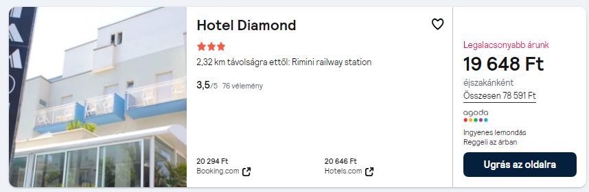 Rimini nyaraláshoz olcsó Hotel